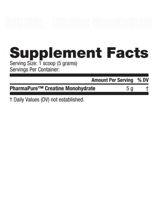 Nutrabio - Unflavored Creatine Monohydrate