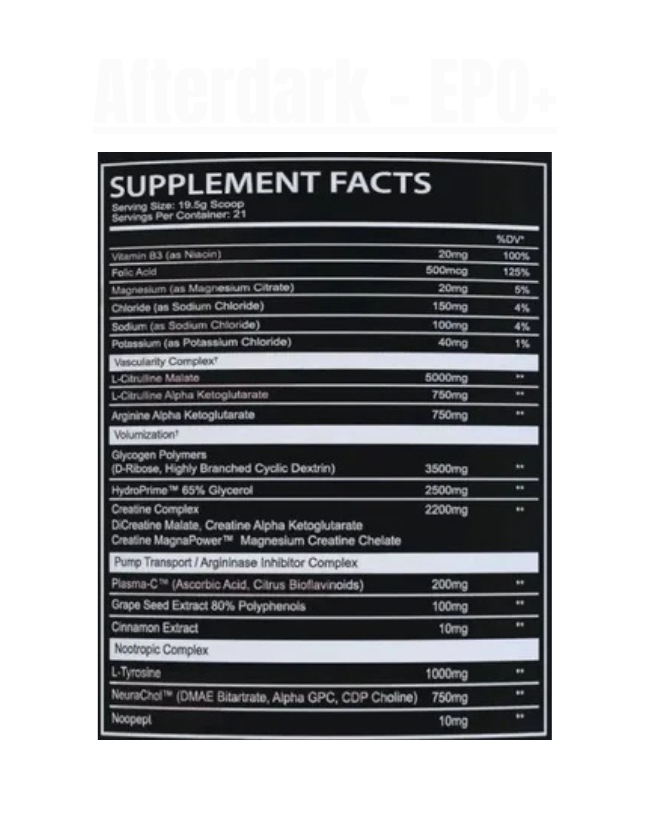 Afterdark - EPO+ Pre Workout Exalted Nutrition