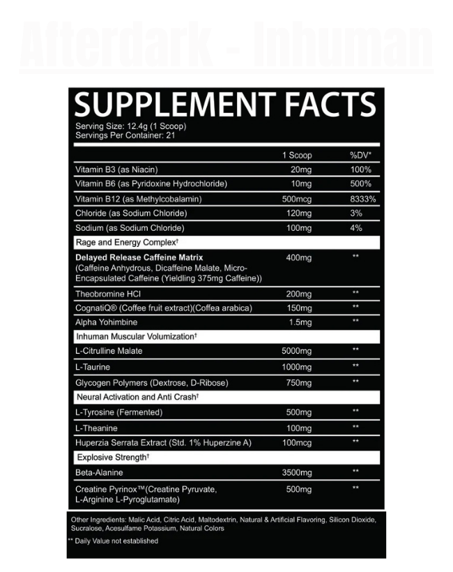 Afterdark - Inhuman Preworkout Pre Workout Exalted Nutrition
