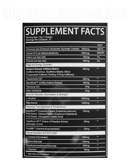 Afterdark - Inhuman Pyro Pre Workout - Exalted Nutrition