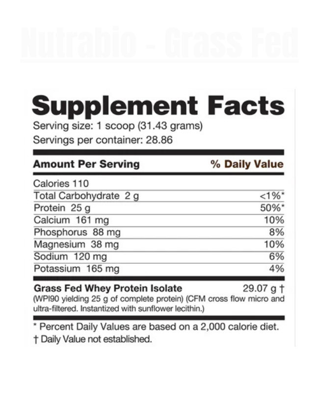 Nutrabio - Grass Fed Whey Protein Isolate Protein Exalted Nutrition
