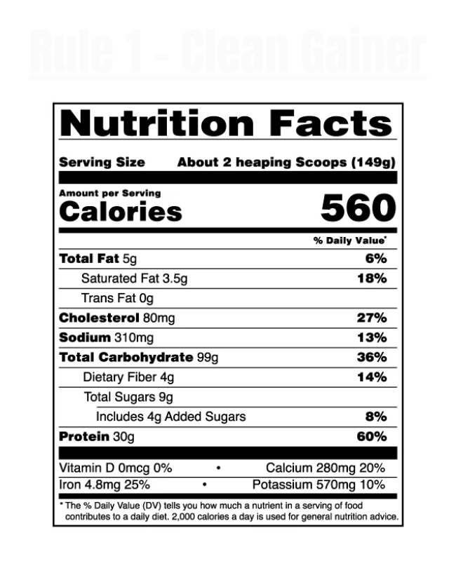 Rule 1 - Clean Gainer - Exalted Nutrition