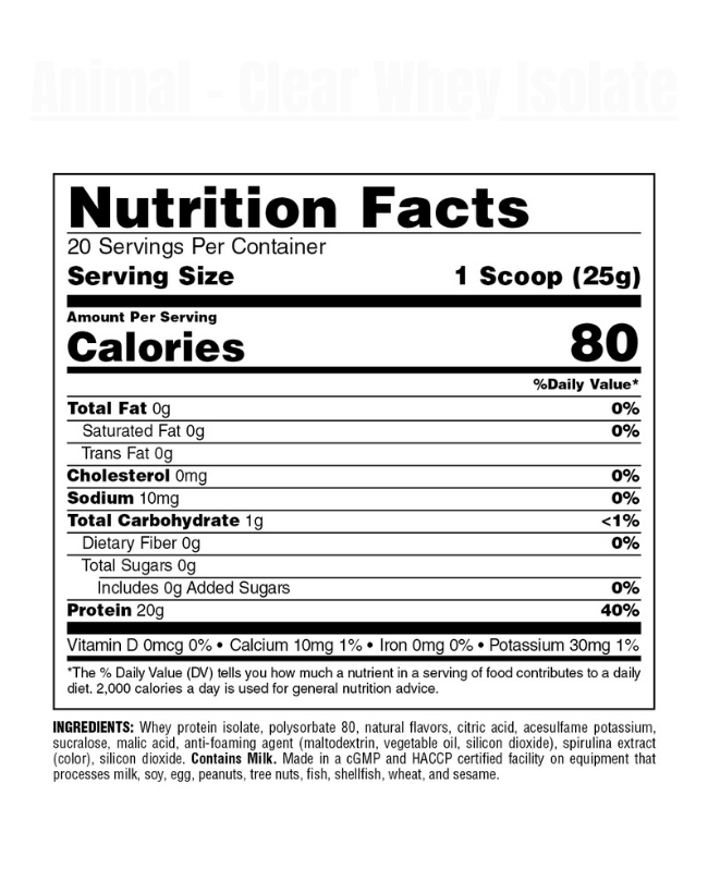 Animal - Clear Whey Protein Isolate - Exalted Nutrition