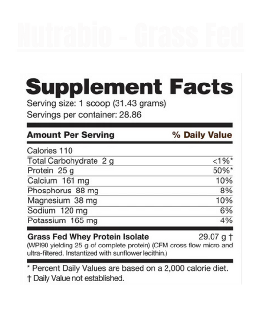 Nutrabio - Grass Fed Whey Protein Isolate