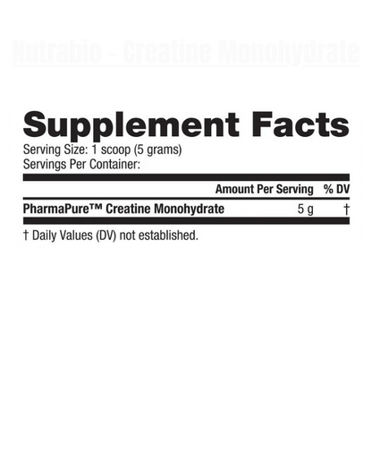 Nutrabio - Unflavored Creatine Monohydrate