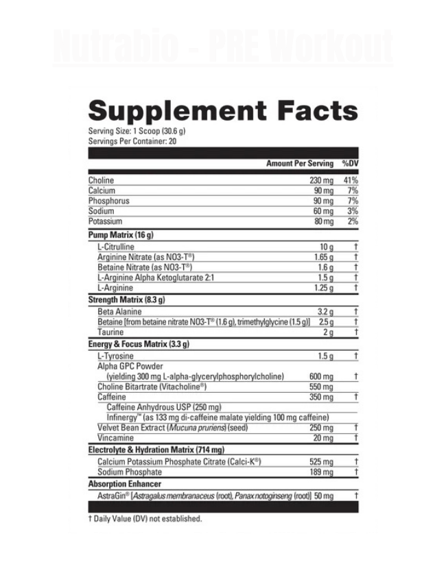 Nutrabio - PRE Workout - Exalted Nutrition