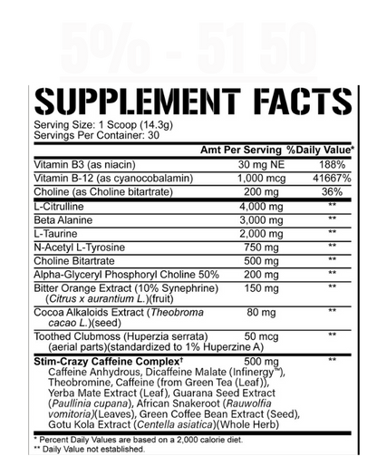5% Nutrition - 51 50 Pre Workout - Exalted Nutrition