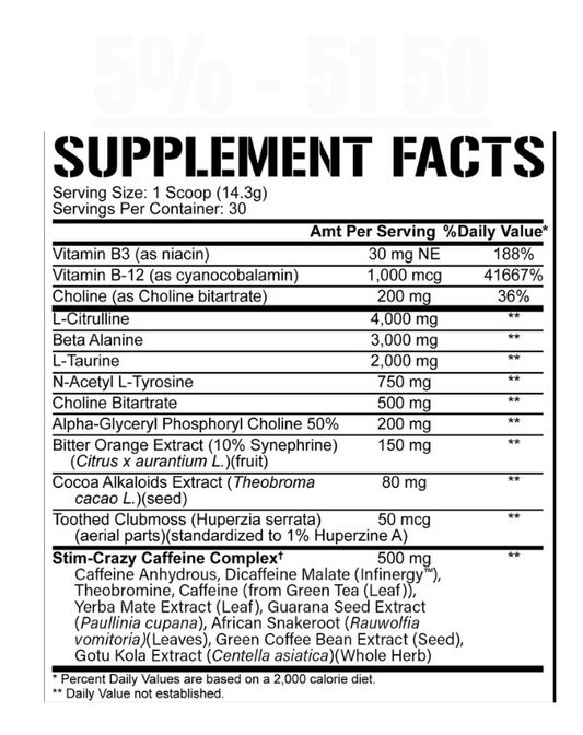 5% Nutrition - 51 50 Pre Workout
