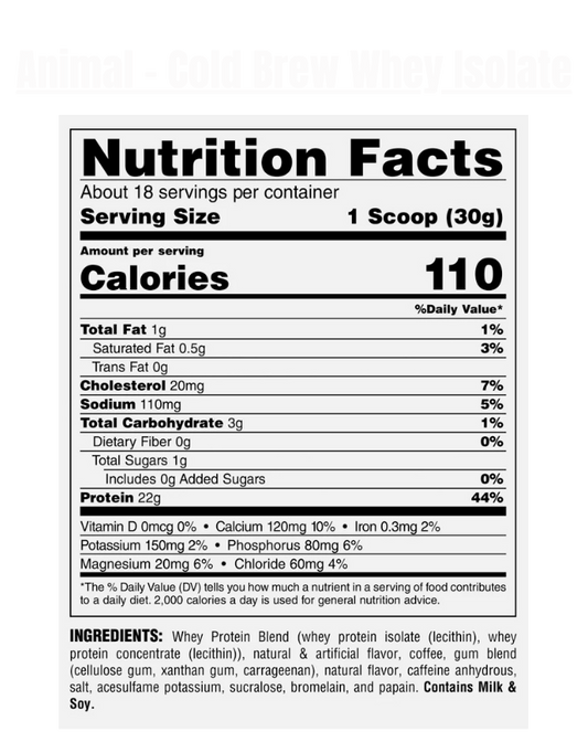 Animal - Cold Brew Coffee Whey Protein Isolate - Exalted Nutrition