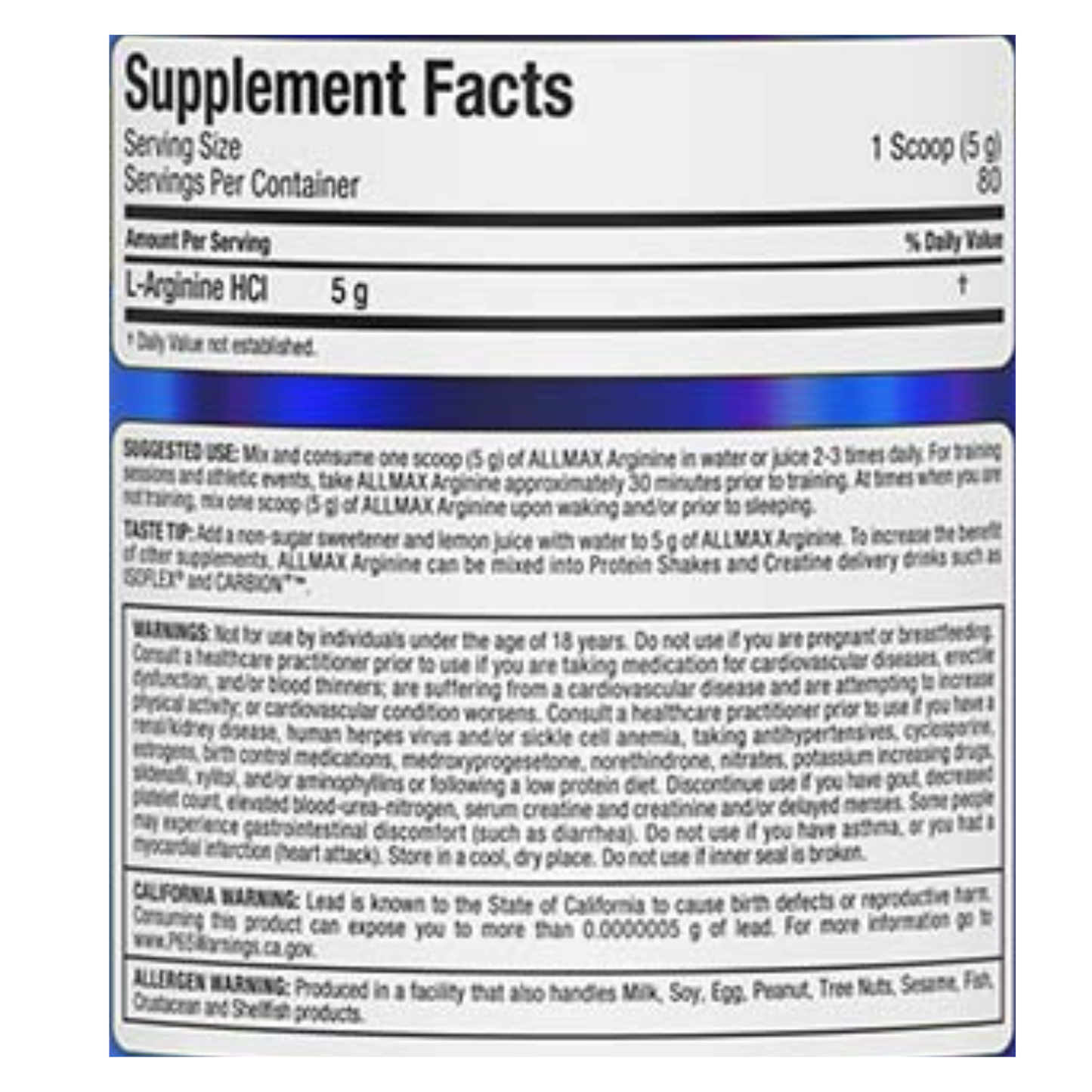Allmax - Arginine Powder (400g)-