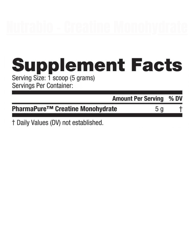 Nutrabio - Creatine Monohydrate Creatine Exalted Nutrition