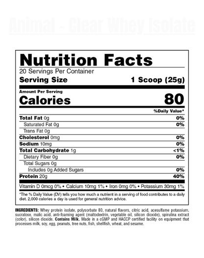 Animal - Clear Whey Protein Isolate
