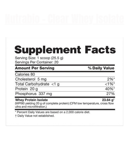 Nutrabio - Clear Whey Protein Isolate