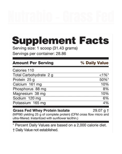 Nutrabio - Grass Fed Whey Protein Isolate