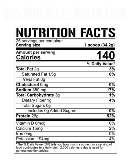 5% Nutrition - Shake Time Protein