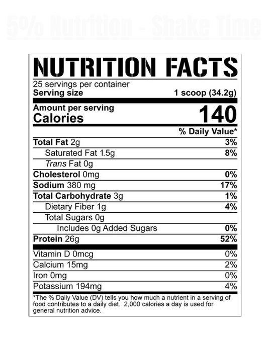 5% Nutrition - Shake Time Protein - Exalted Nutrition