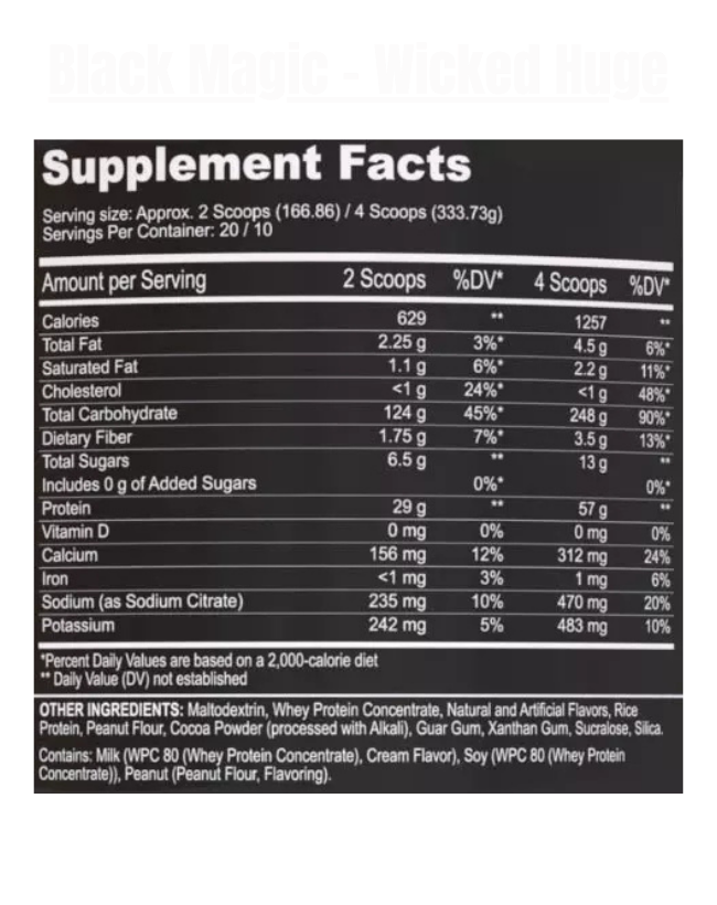Black Magic - Wicked Huge Mass Gainer - Exalted Nutrition